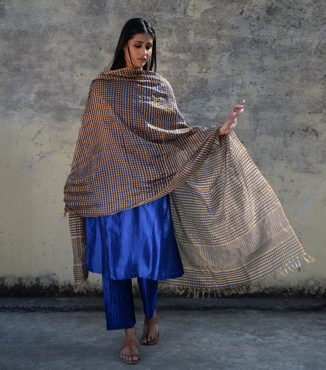 Blue Silk Suit Set