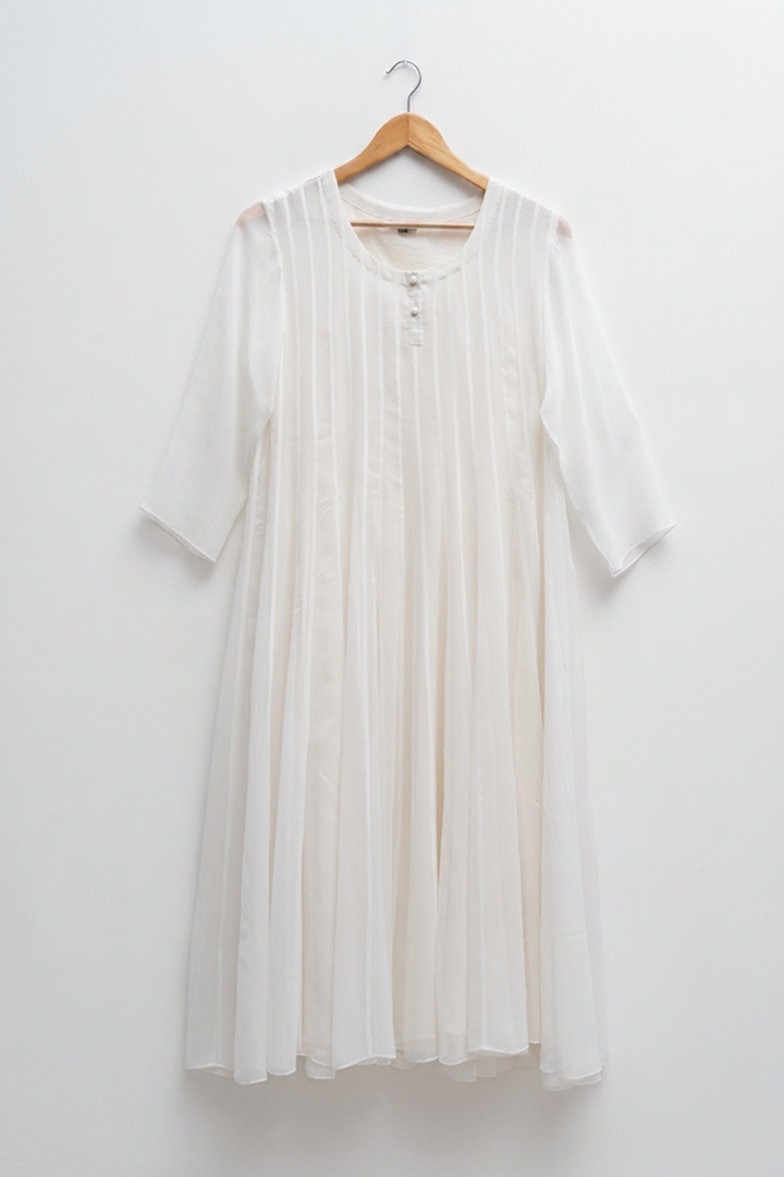 Off White Viscose Georgette Kurta