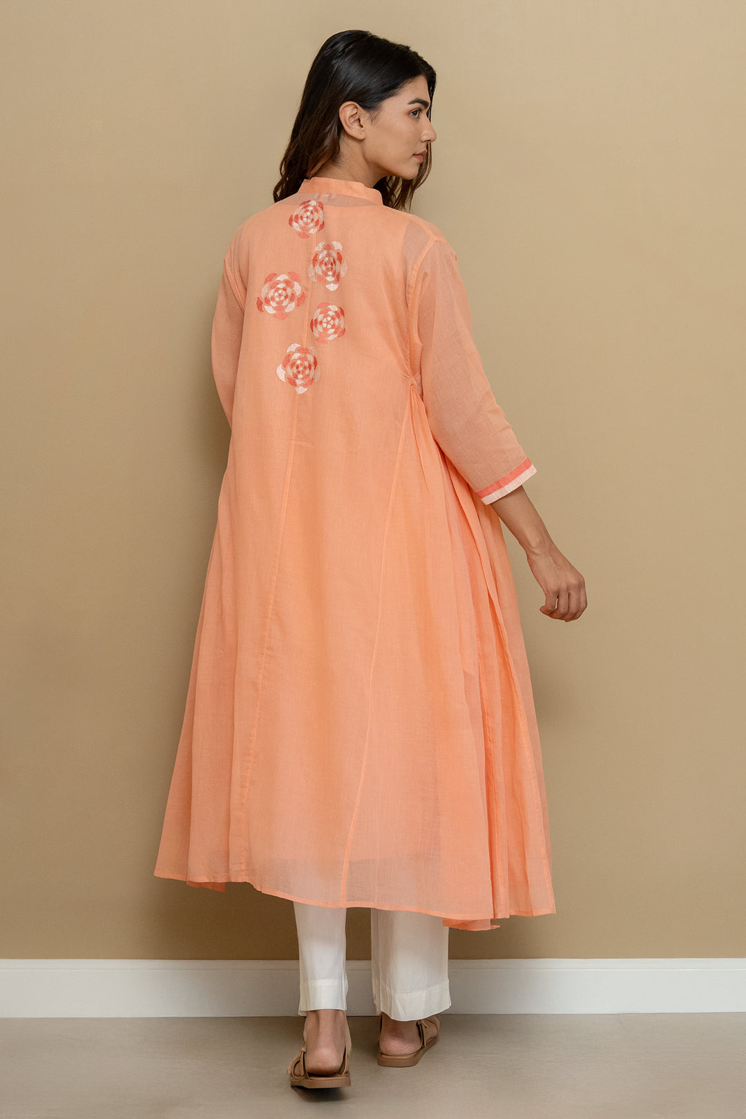 Floral Embroidered Cotton Choga