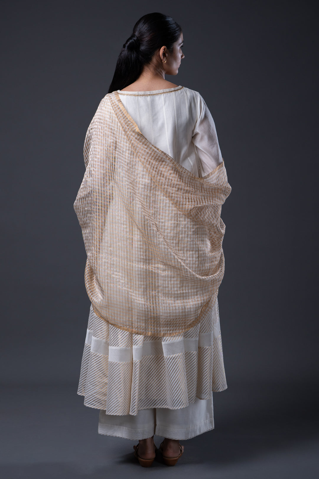 Natural Embroidered Chanderi Kurta