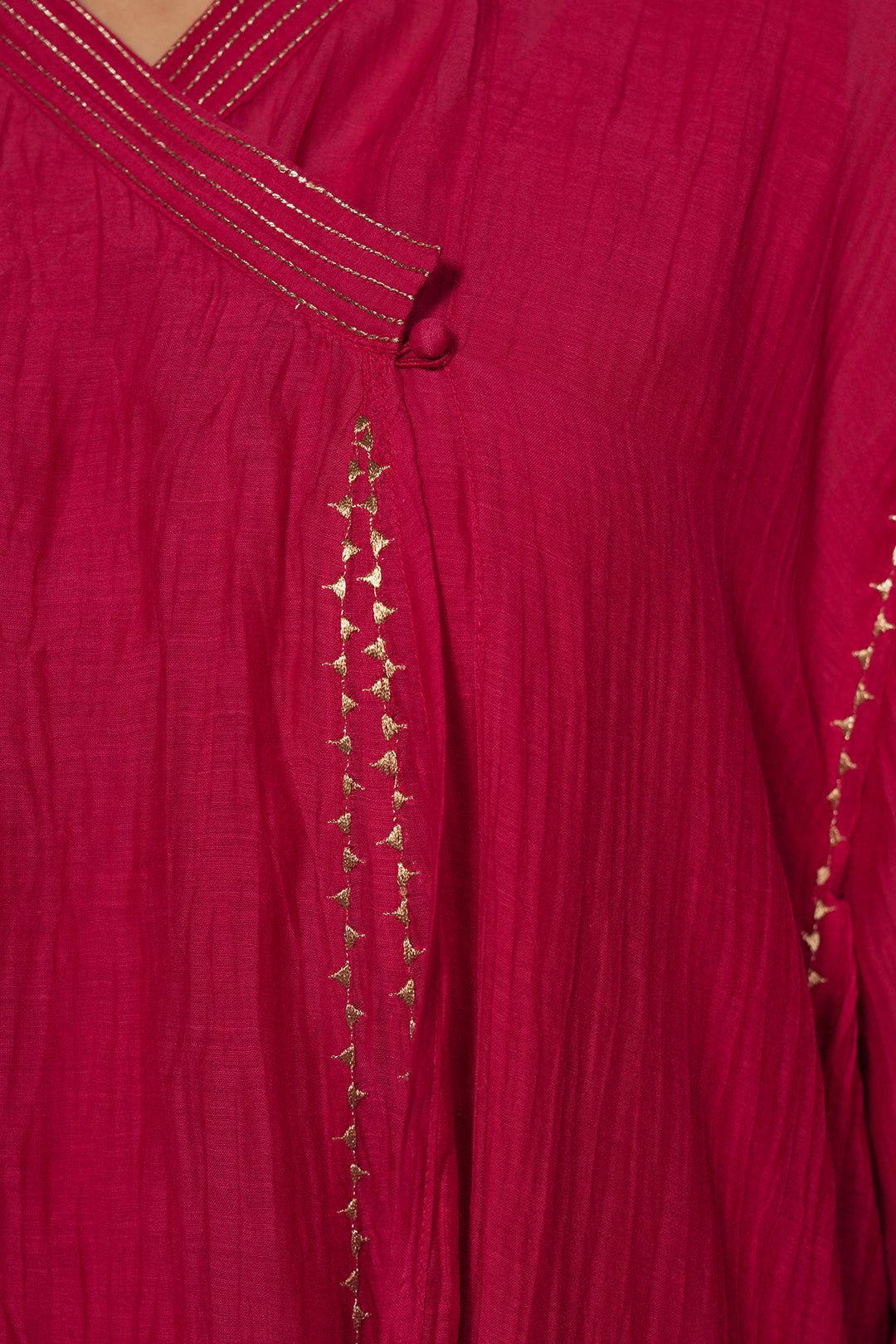 Hot Pink Embroidered Chanderi Choga