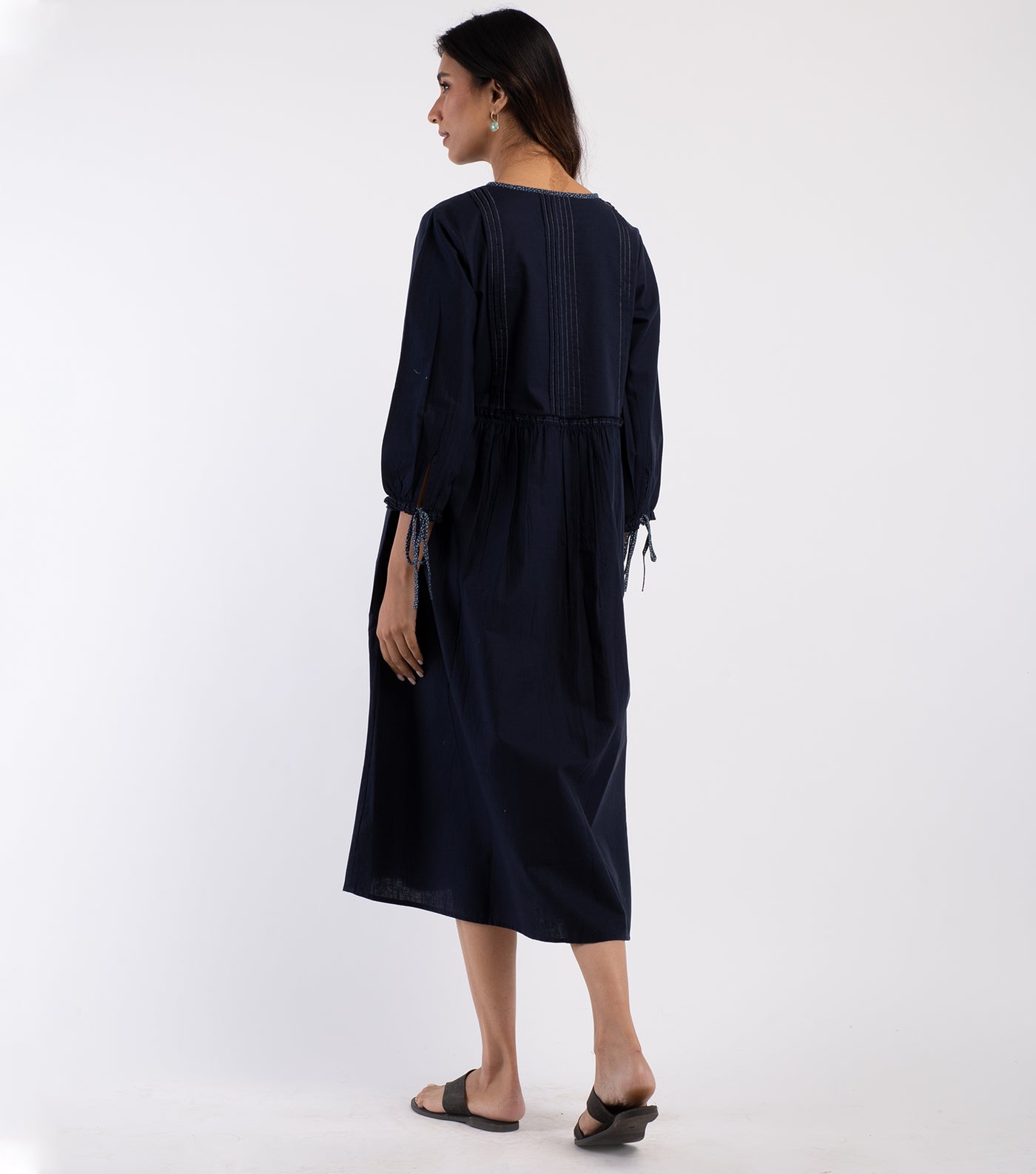 Navy cotton linen dress
