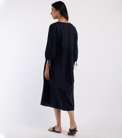 Navy cotton linen dress