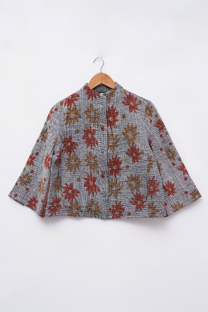 Grey Vintage Cotton Kantha Jacket