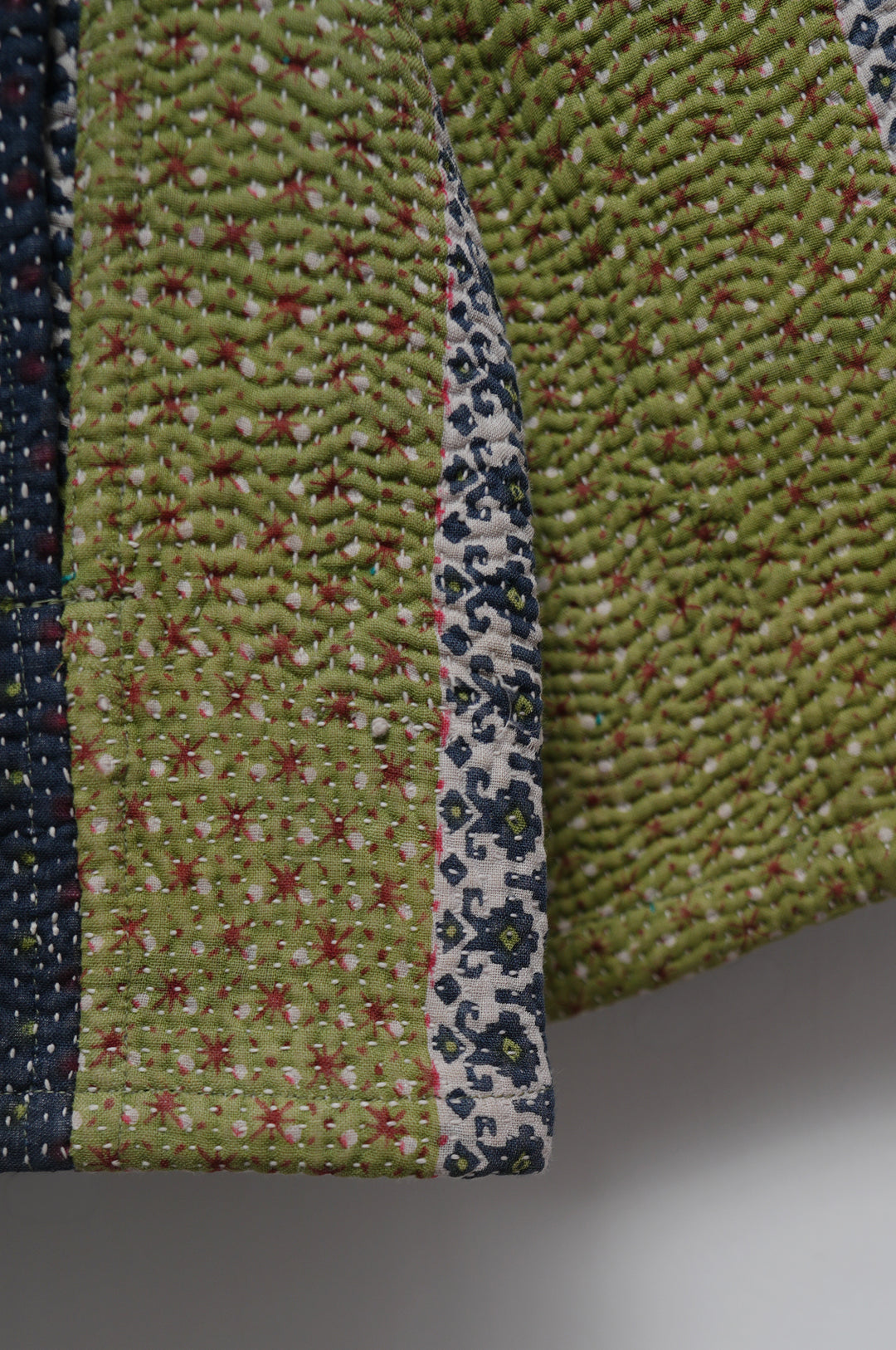 Indigo Olive Patchwork Cotton Kantha Jacket