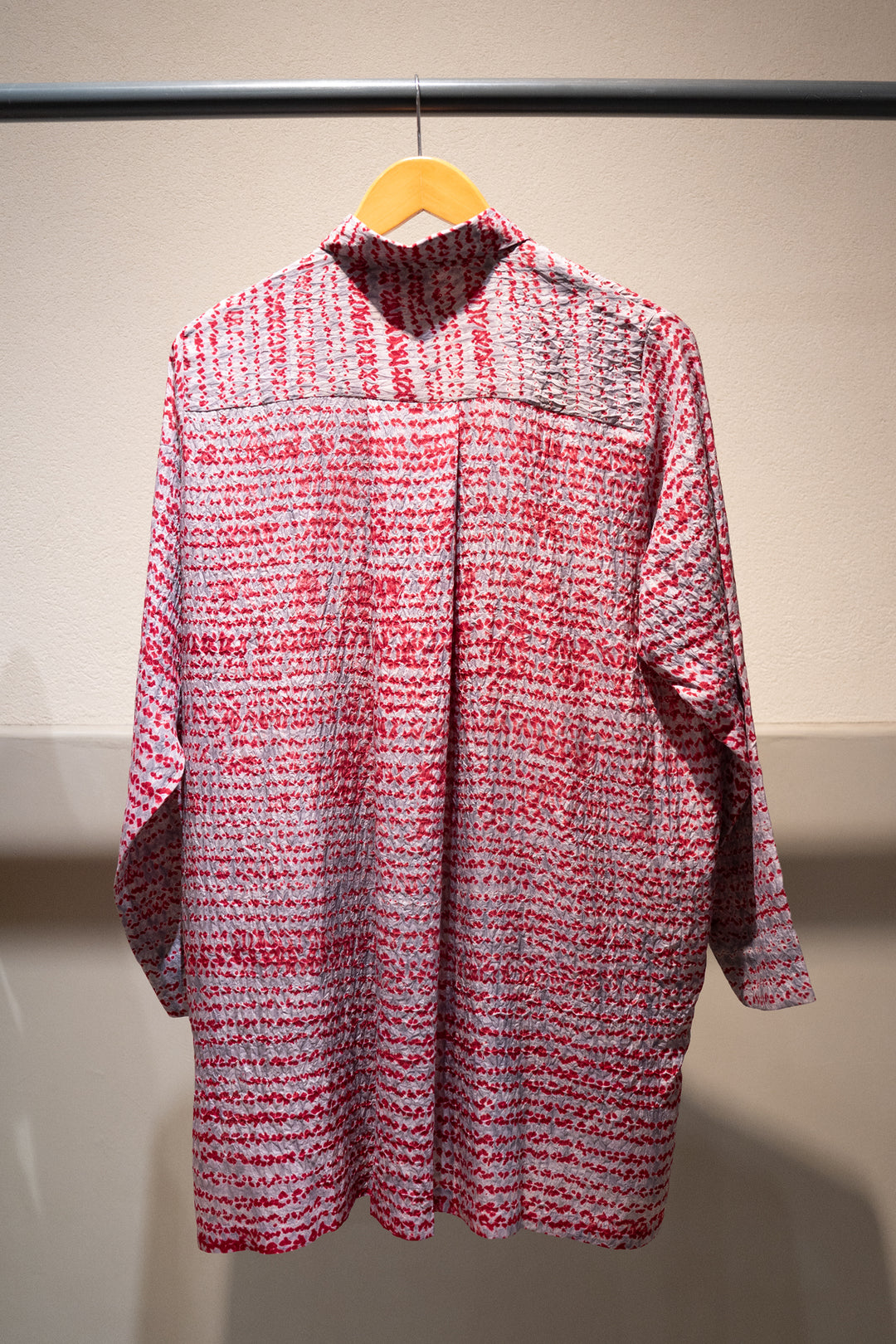 Grey & Maroon Shibori Silk Shirt
