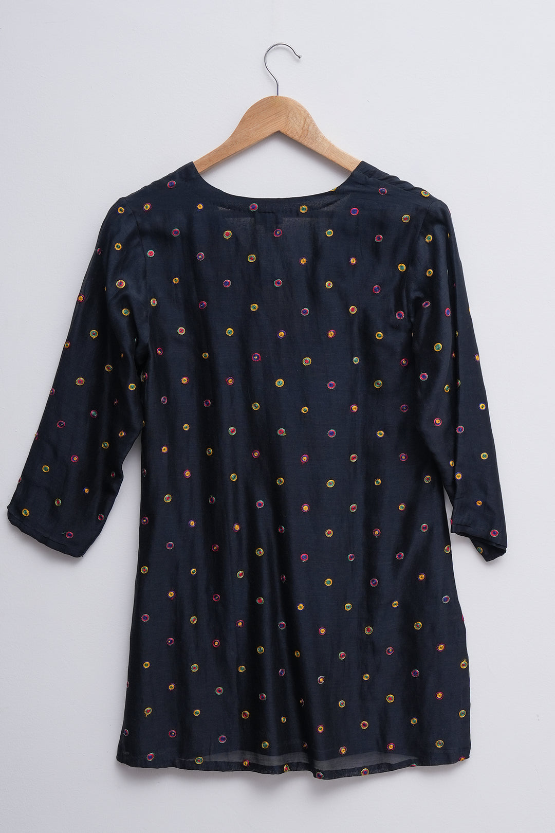 Black Embroidered Chanderi Top