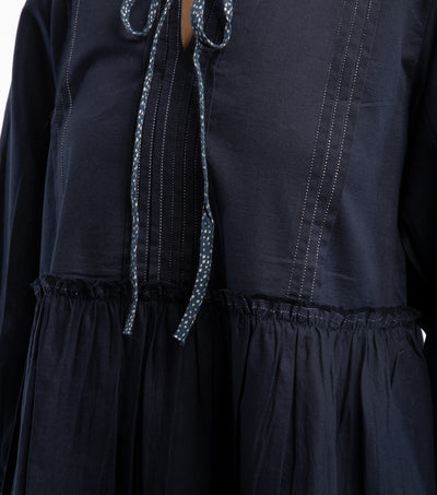 Navy cotton linen dress