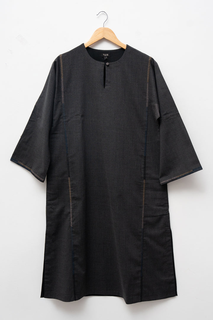 Charcoal Black Wool Kurta