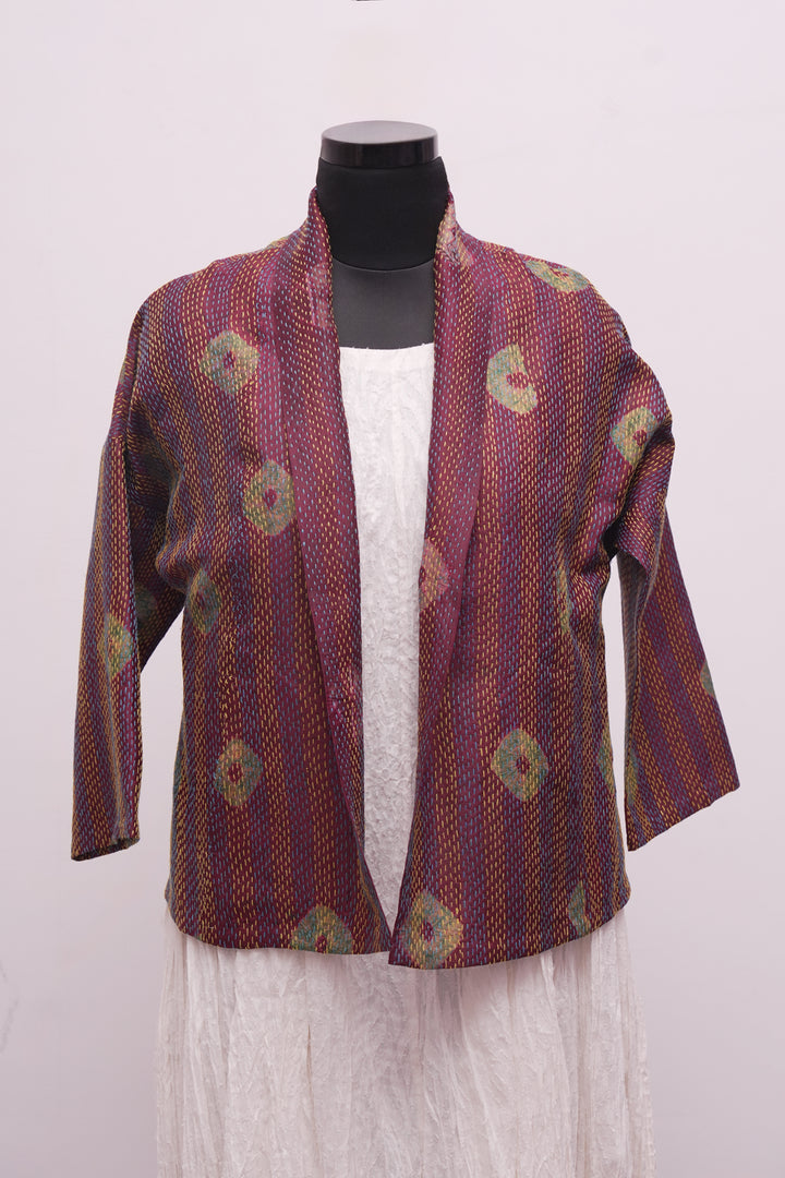Multicolor Silk Kantha Overlay
