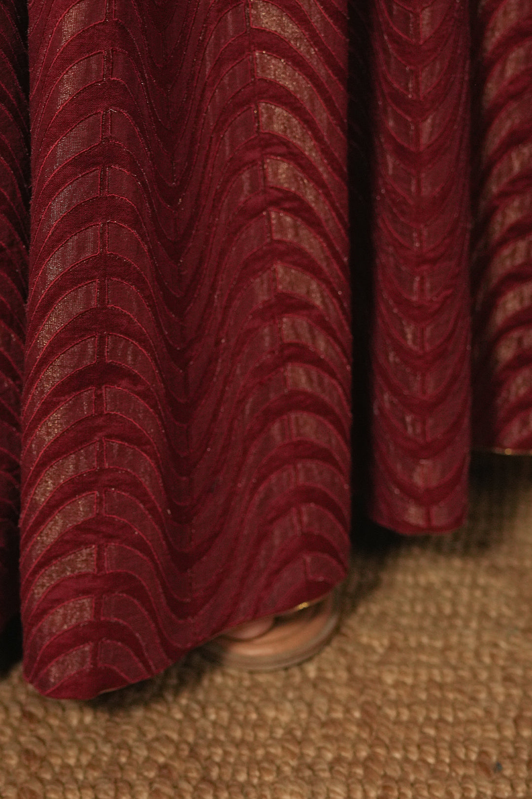 Maroon Embroidered Chanderi Skirt