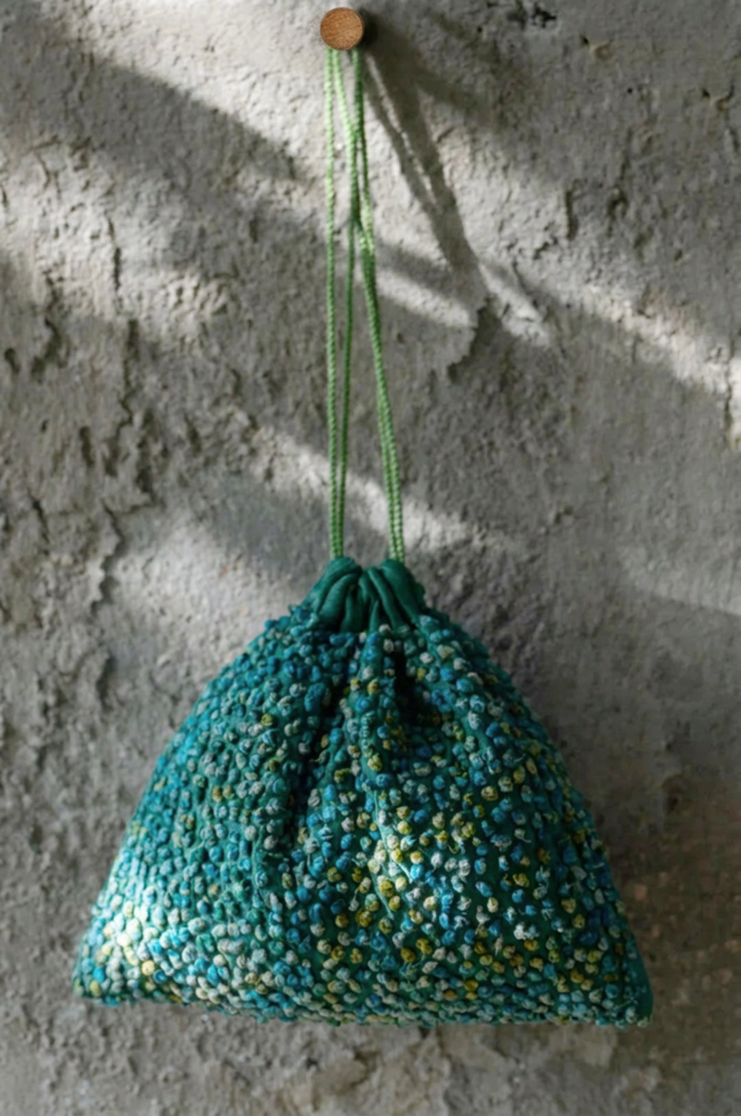 Teal Silk French Knot Potli