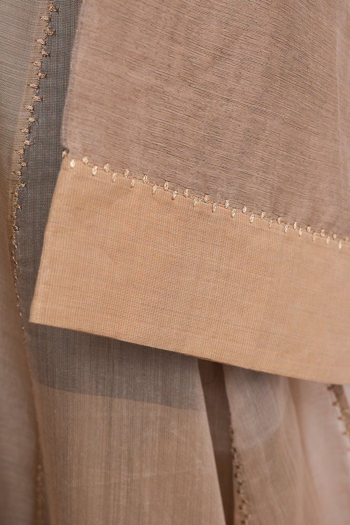 Beige Chanderi Embroidered Choga