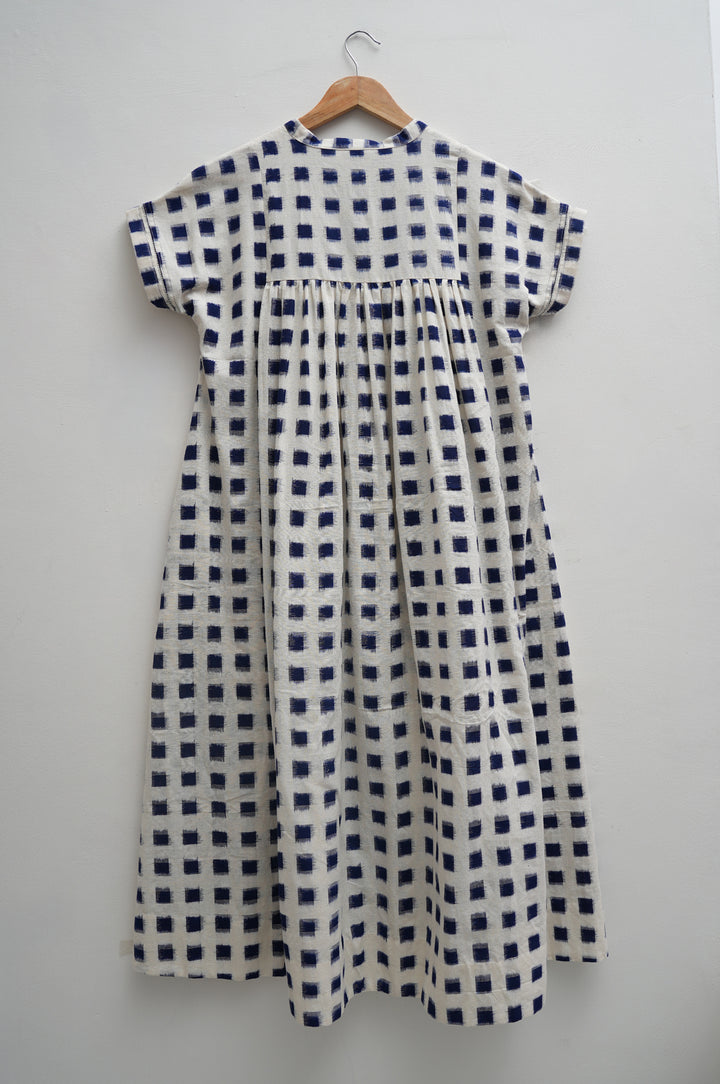 Blue & White Double Ikat Dress