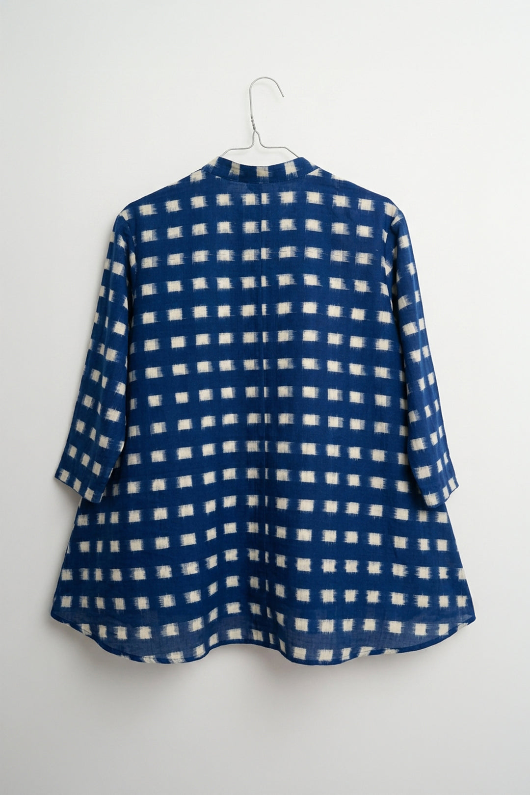 Blue Woven Double Ikat Oversized Shirt