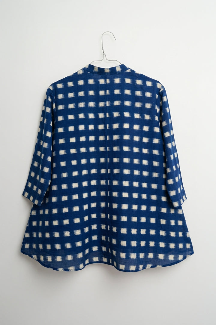 Blue Woven Double Ikat Oversized Shirt