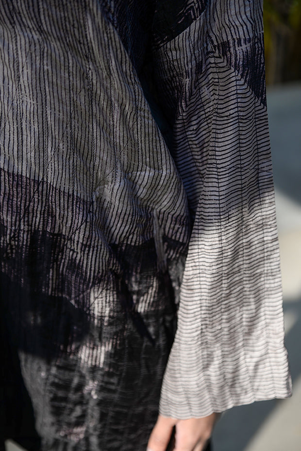 Pure Silk Shibori Dyed Tunic with Stitch Detailing
