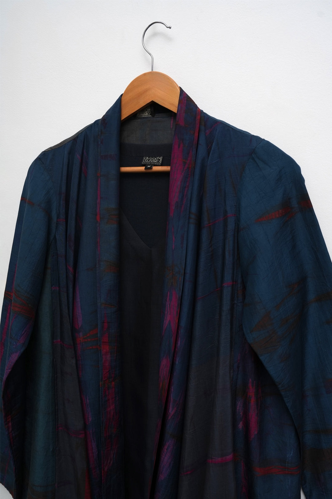 Blue Hand Dyed Shibori Silk Cape with Slip