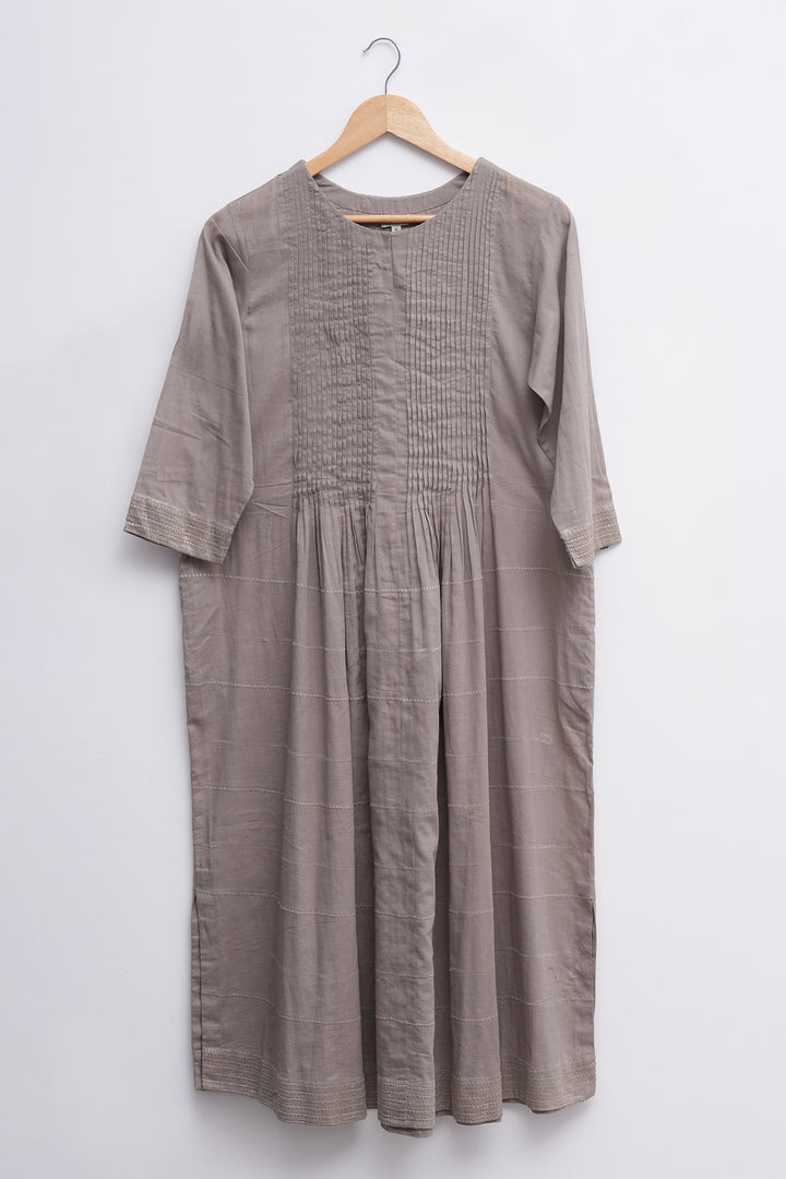 Beige cotton flared kurta