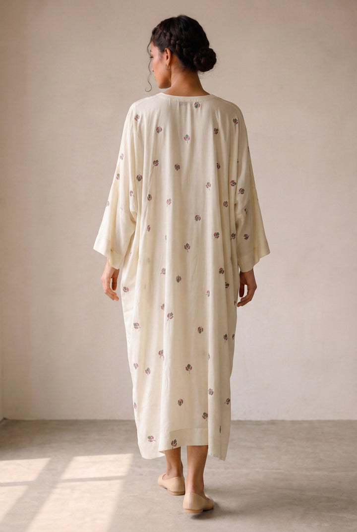 Floral Embroidered Kaftan With Slip