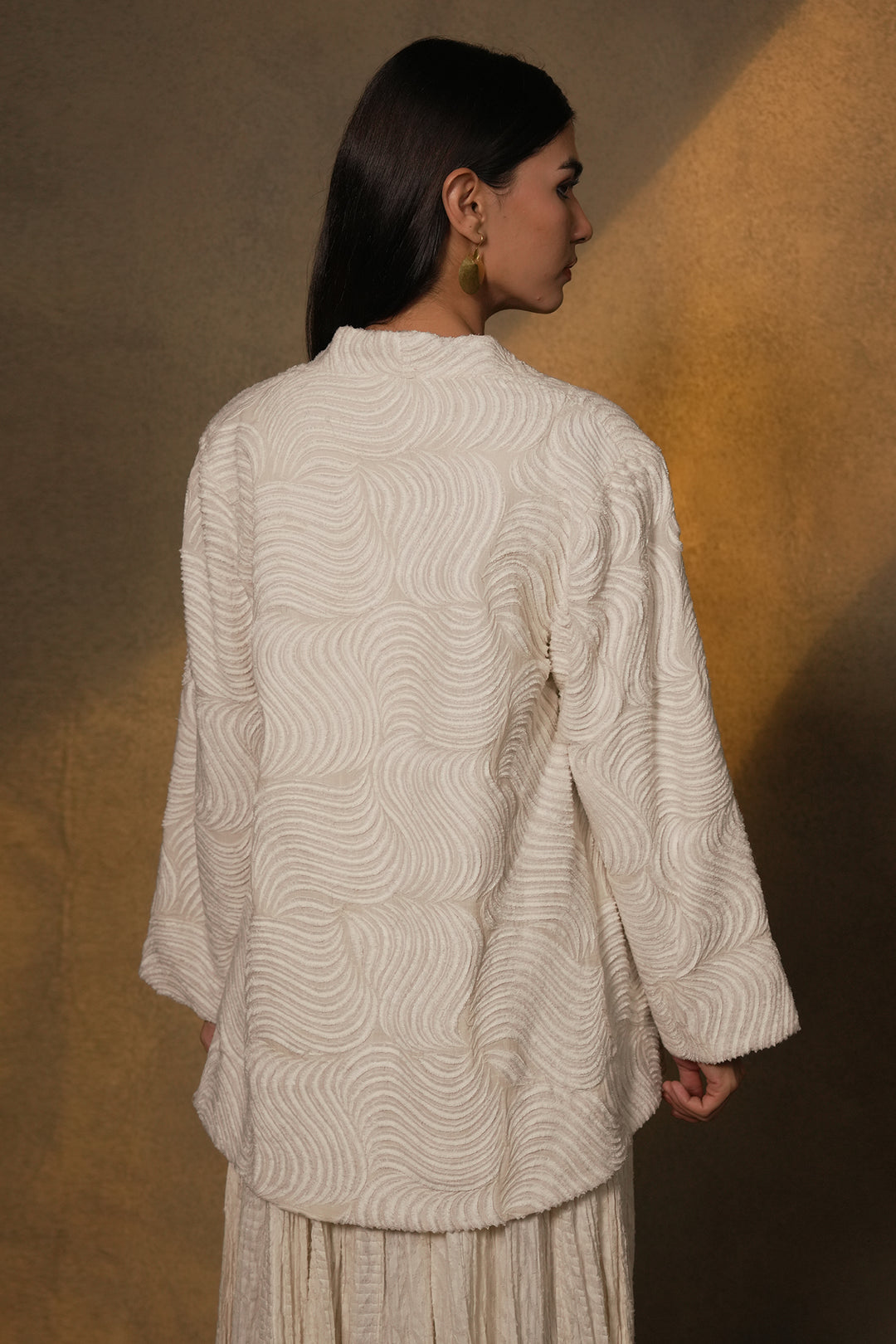 Natural Patch Embroidered Cotton Jacket with Slip