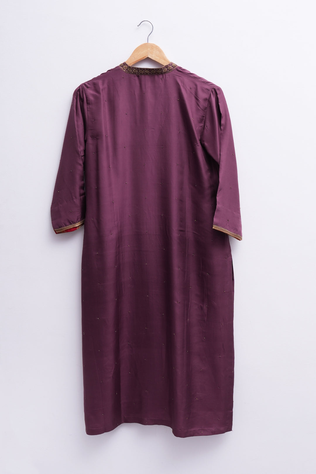 Plum Chanderi Embroidered Kurta