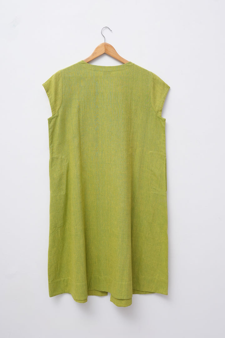 Green Embroidered Khadi Kurta