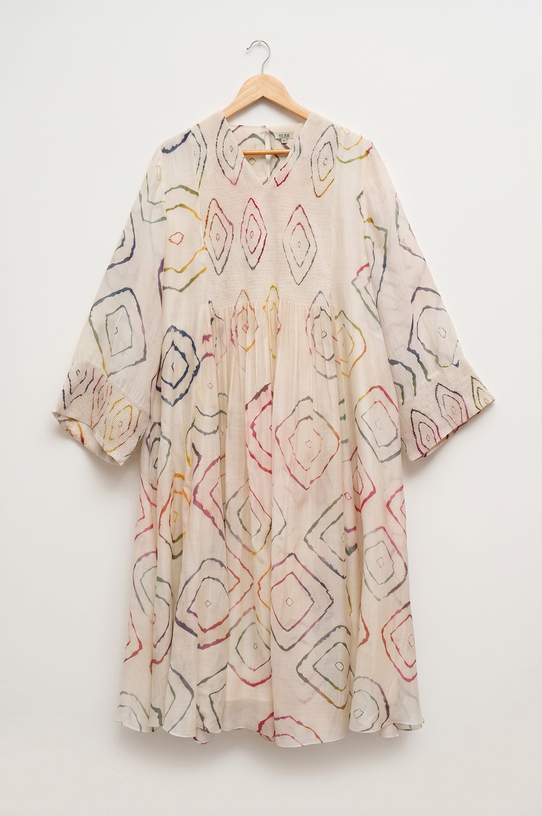 Cream Bandhani Chanderi Dress