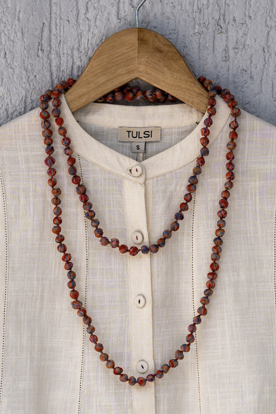 Red Chanderi Beaded Necklace