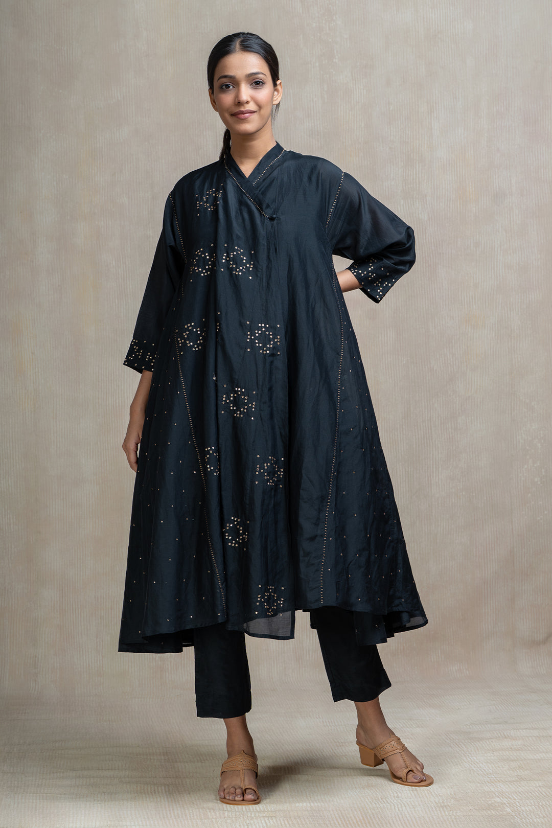 Mirror Embroidered Muslin Choga
