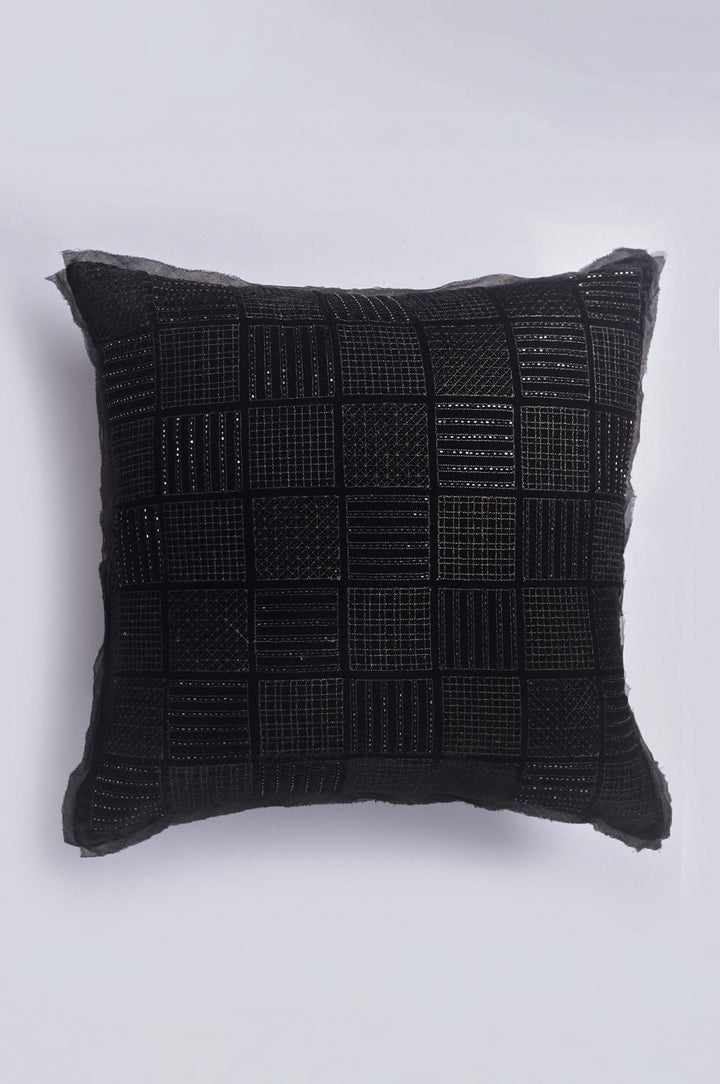 Liner Square Black Velvet Cushion Cover