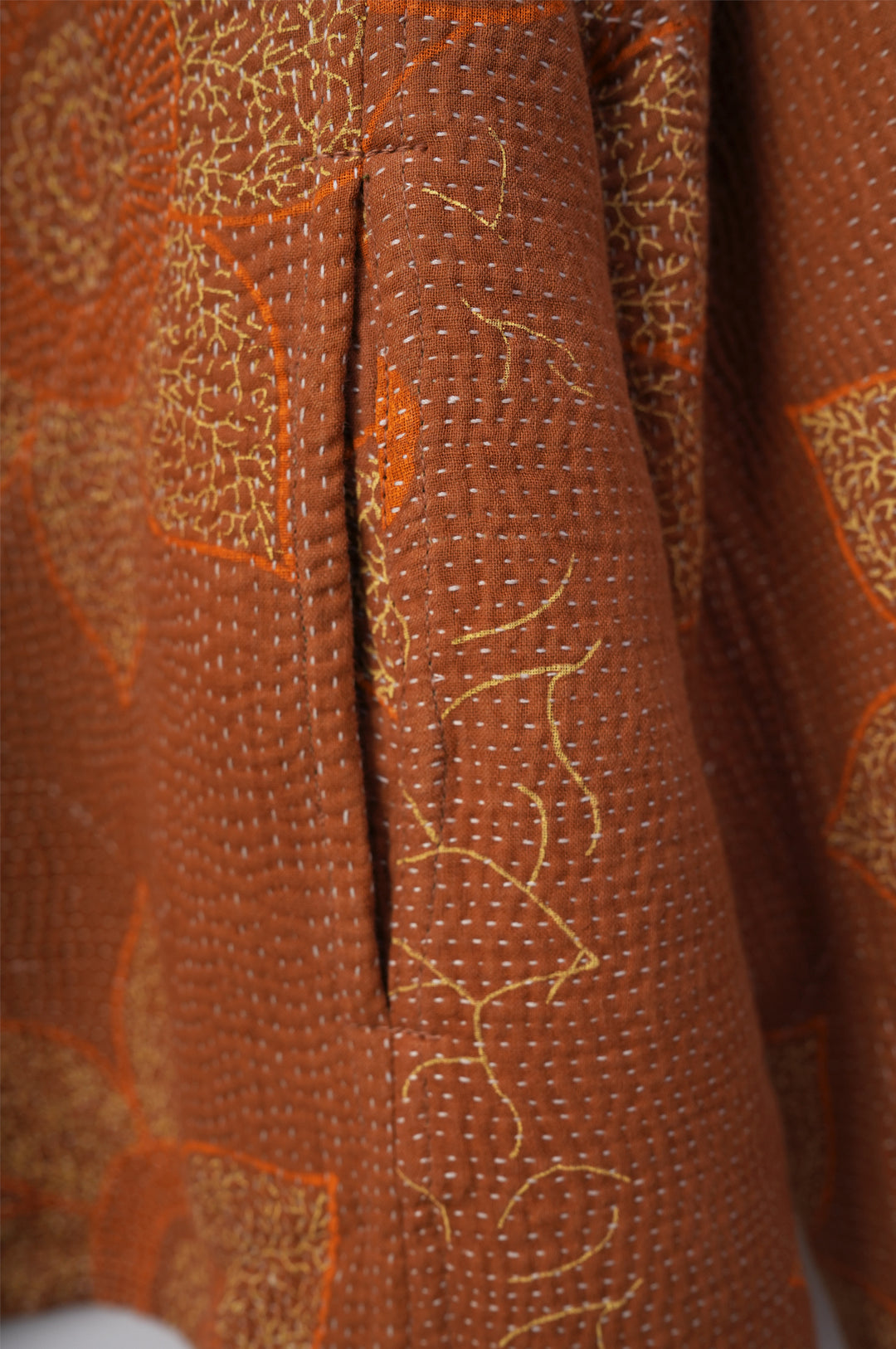 Orange Vintage Cotton Kantha Jacket