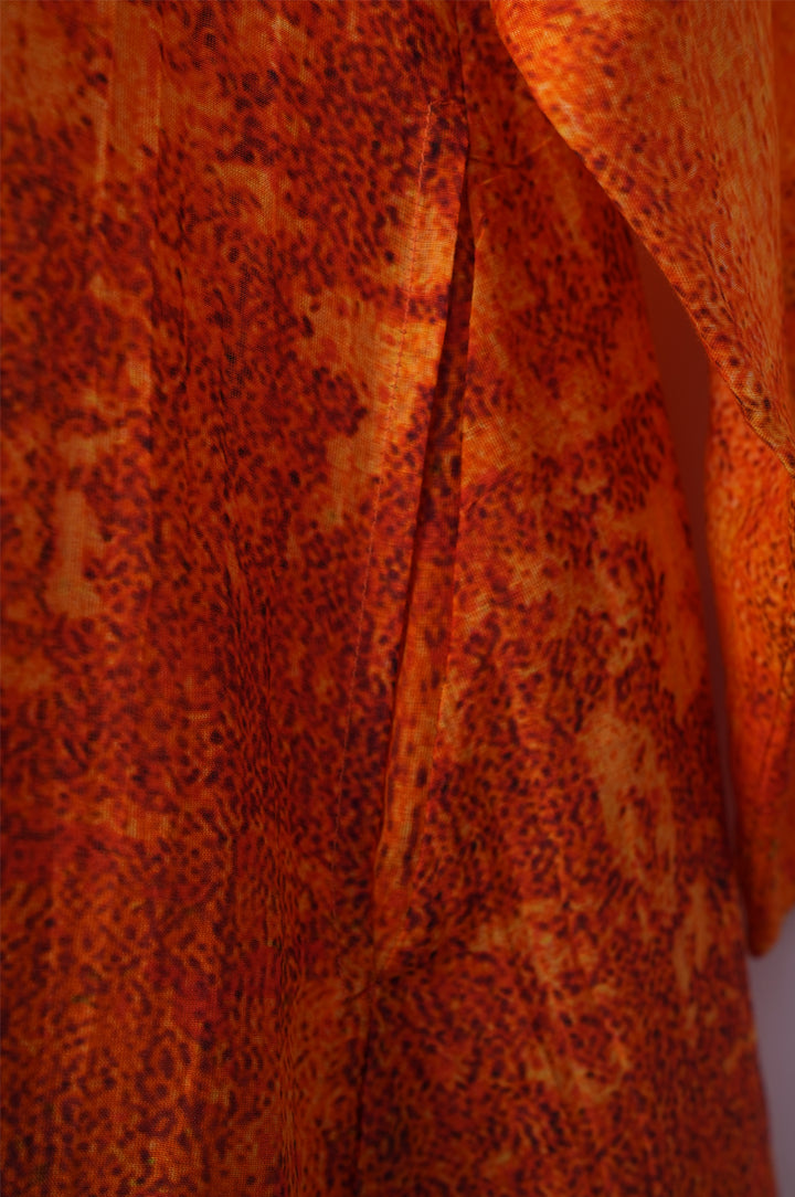 Orange Printed Chanderi Shirt