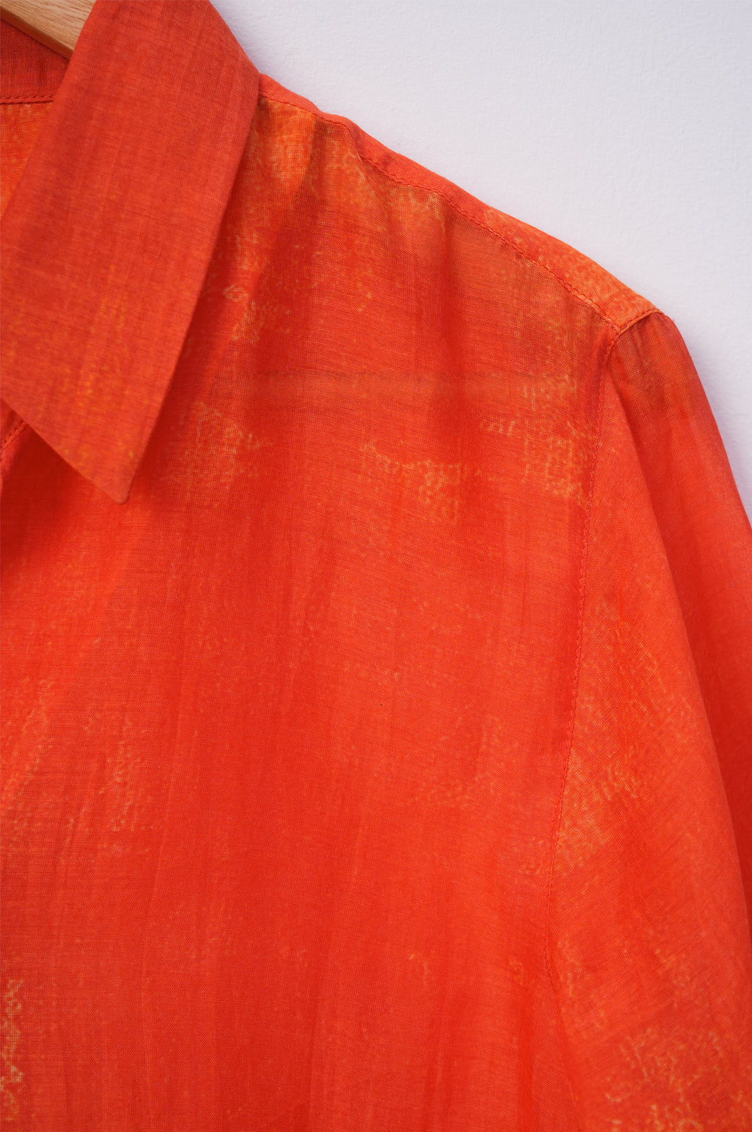 Orange Printed Chanderi Shirt