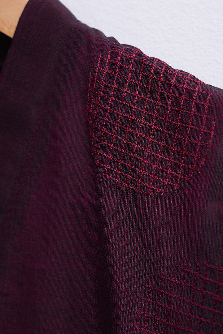 Plum Chanderi Embroidered Kurta with Slip