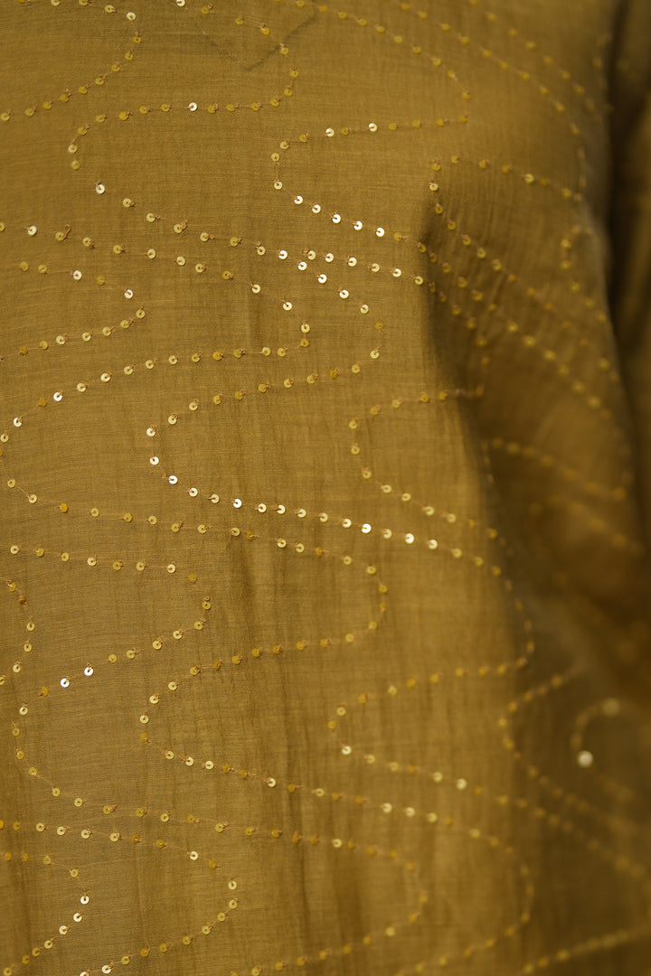 Lime Yellow Hand Embroidered Chanderi Kurta