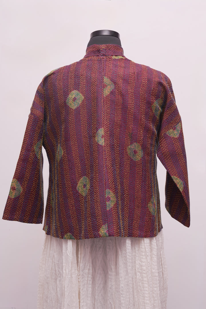 Multicolor Silk Kantha Overlay