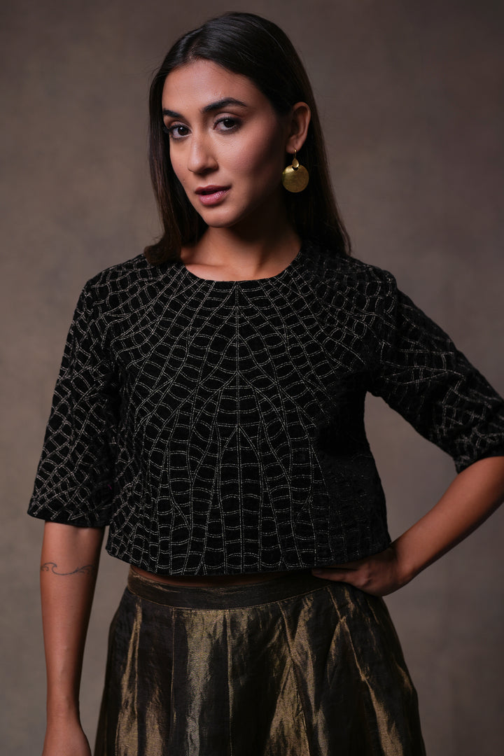 Black Zari Embroidered Blouse