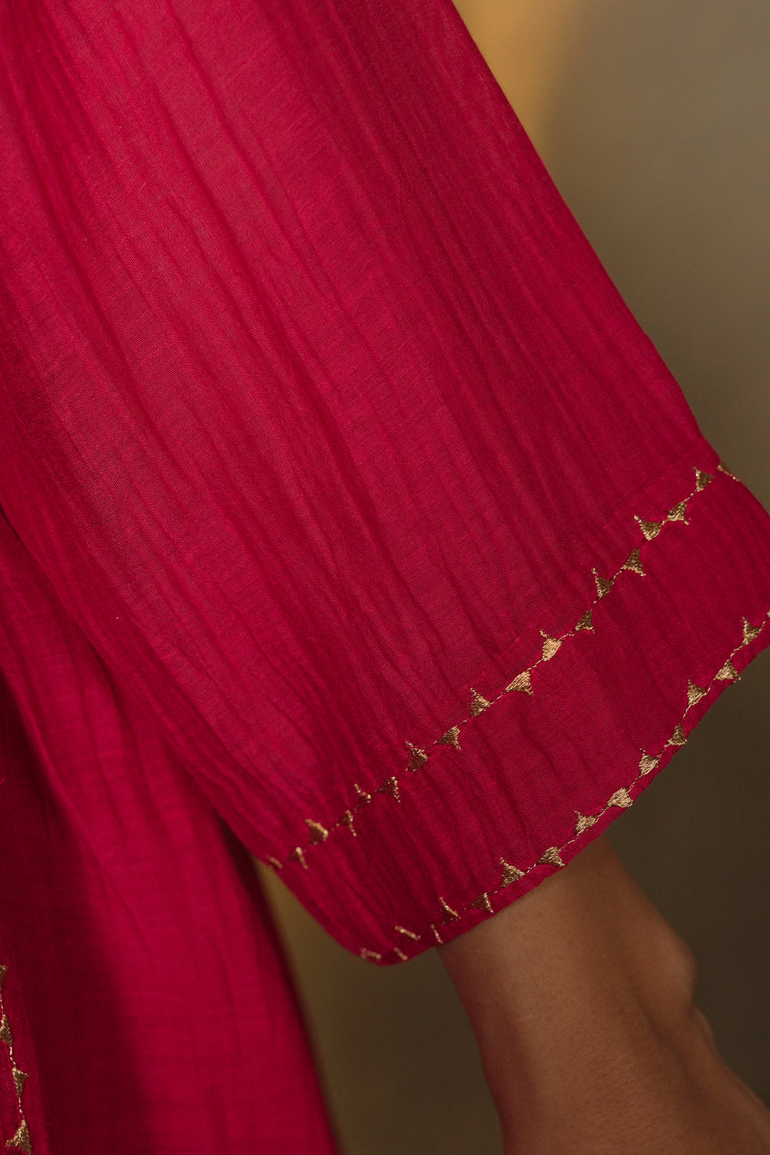 Hot Pink Embroidered Chanderi Choga
