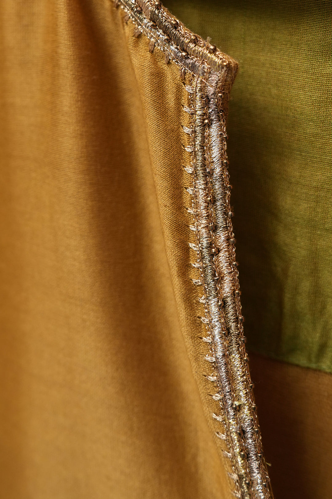 Mustard Yellow Embroidered Chanderi Kurta