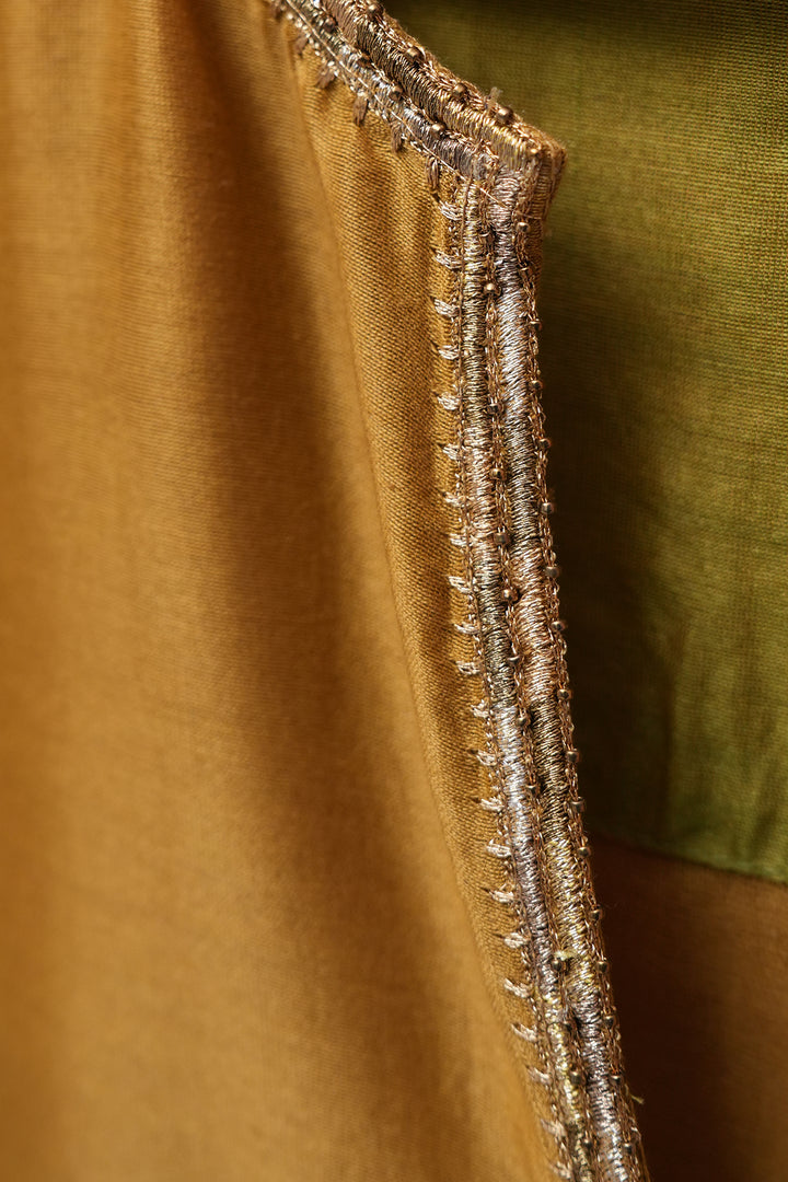 Mustard Yellow Embroidered Chanderi Kurta