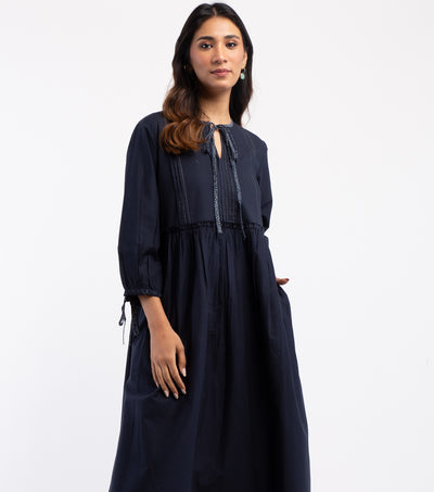 Navy cotton linen dress