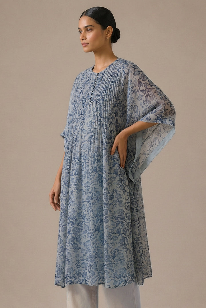 Grey Chiffon Printed Kurta