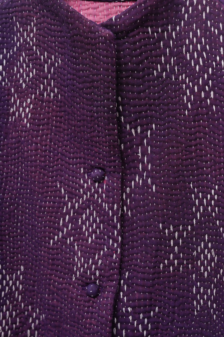 Purple Vintage Cotton Kantha Jacket