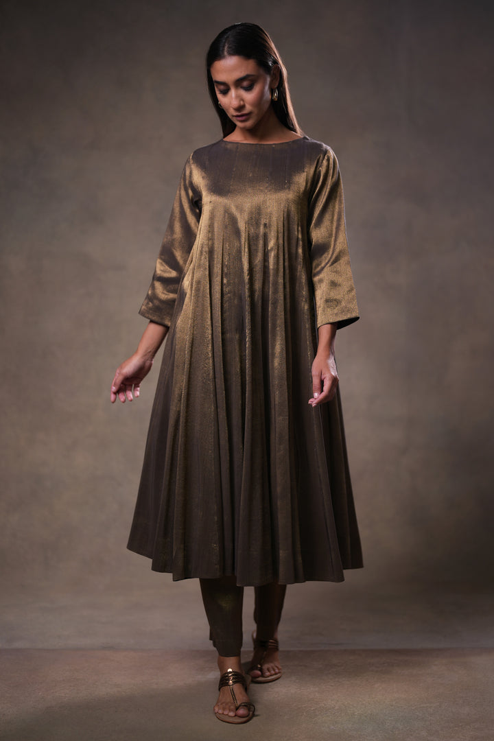 Black Tissue Kurta with Pants and Hand Embroidered Dupatta