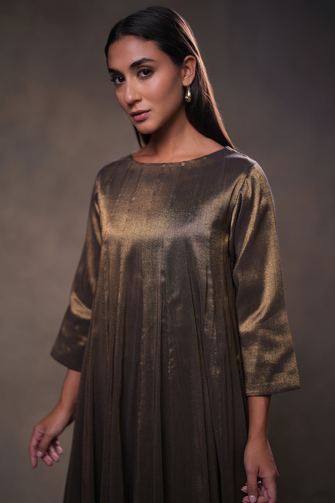 Black Tissue Kurta with Pants and Hand Embroidered Dupatta