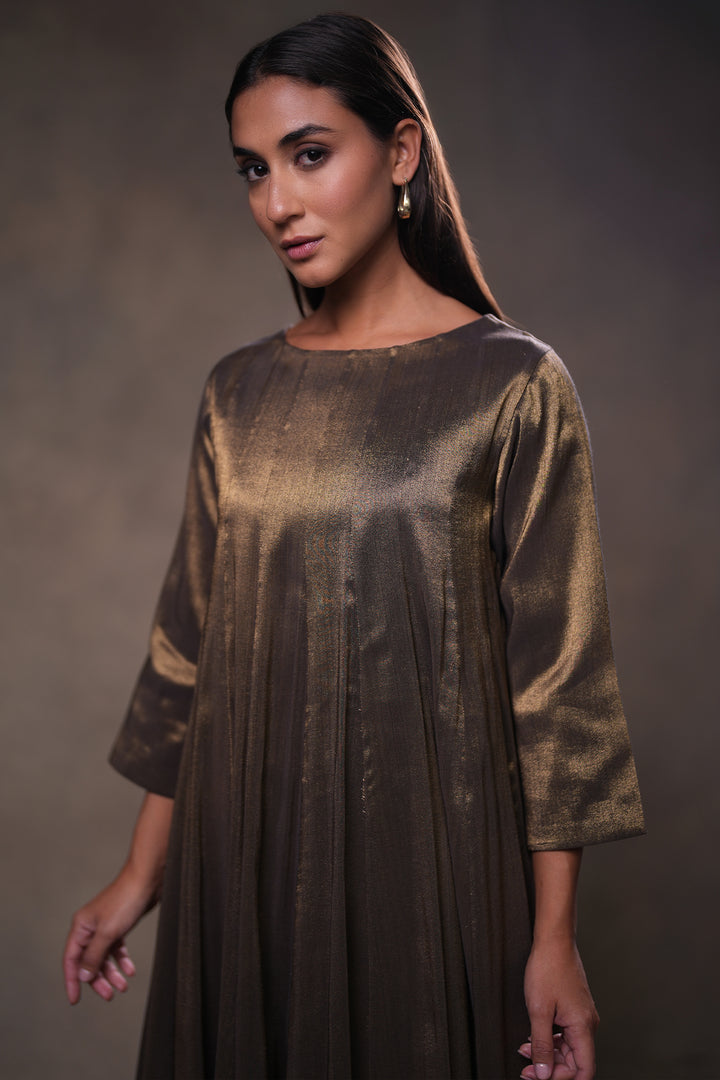 Black Tissue Kurta with Pants and Hand Embroidered Dupatta