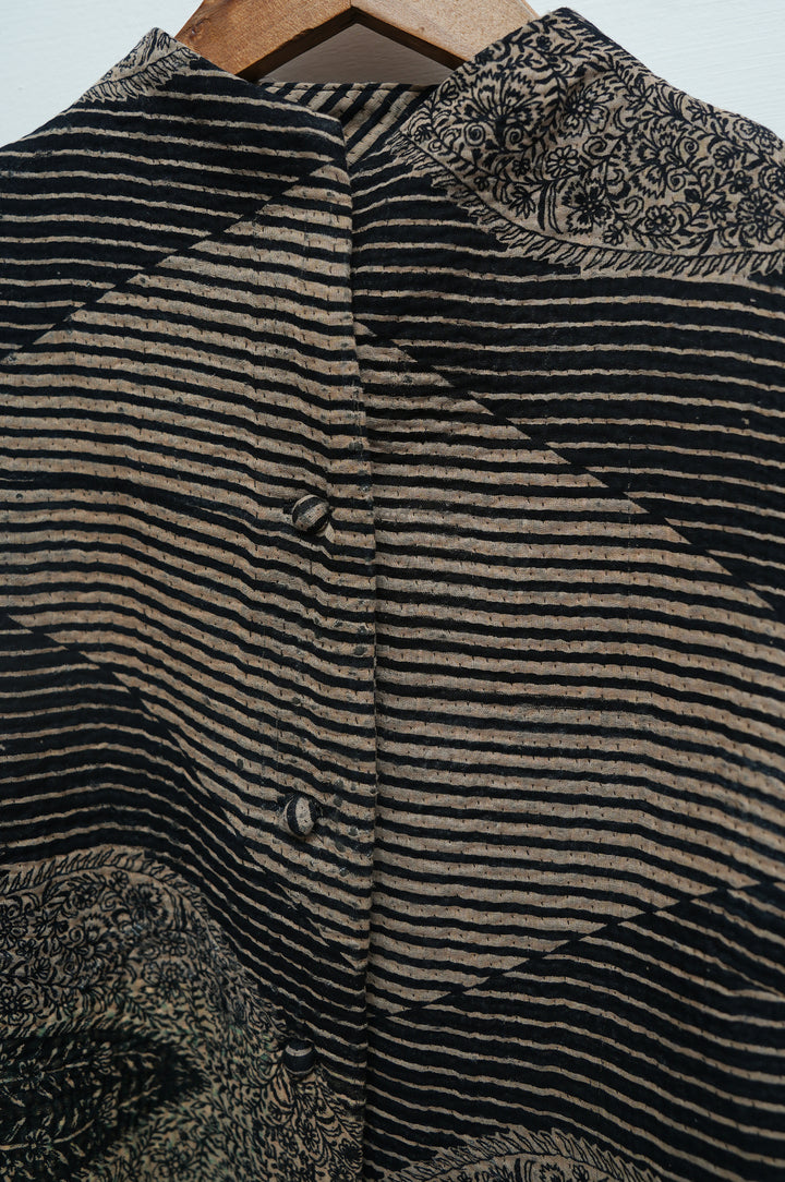 Noir Paisley Patchwork Cotton Kantha Jacket