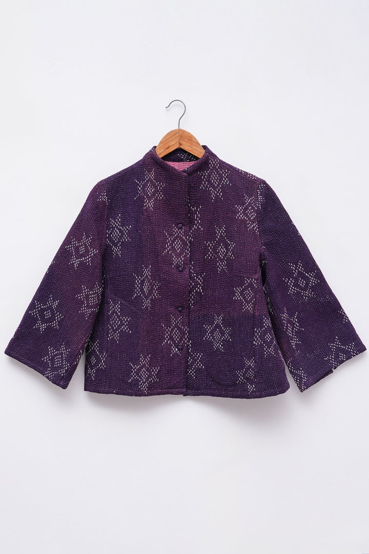 Purple Vintage Cotton Kantha Jacket