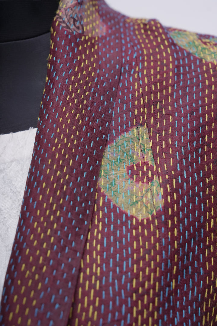Multicolor Silk Kantha Overlay